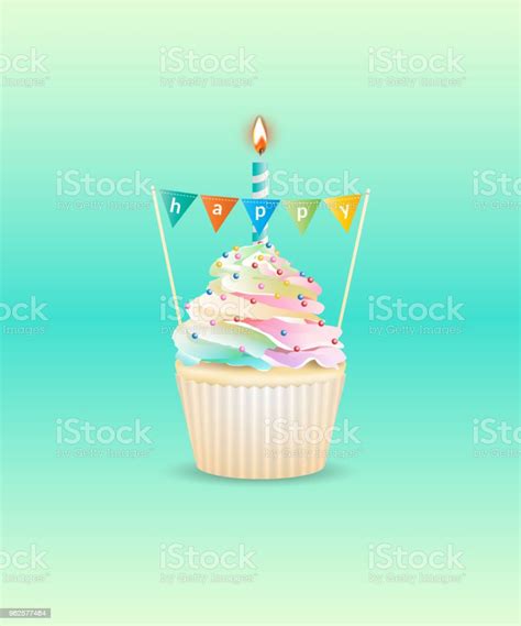 Happy Cupcake Stock Illustration Download Image Now Anniversary Baked Pastry Item Bakery