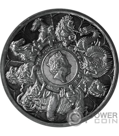 QUEENS BEASTS COMPLETER Antique Finish 2 Oz Silber Münze 5 United