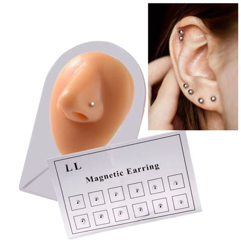 12PCS Card Fake Cheater Non Pierced Magnet Ear Tragus Cartilage Lip