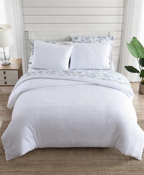 Tommy Bahama Home Closeout Tommy Bahama Textured Waffle Cotton 3 Piece Comforter Set Queen