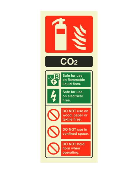 Co2 Id Sign Self Adhesive Photoluminescent 75mm X 200mm Checkfire