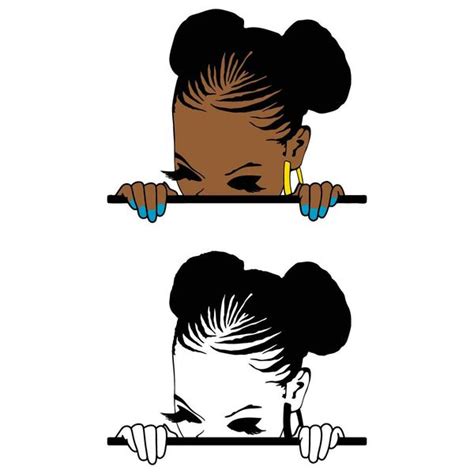 2x Peeking Girl With Afro Puffs Svg Melanin Afro Woman Svg Inspire Uplift