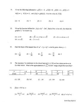 Ap Calculus Ab Multiple Choice Questions With Summation Asoaccess