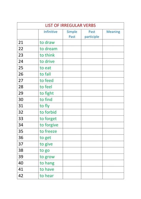 Irregular Verbs 2 English As A Second Language Esl Activity Live Worksheets