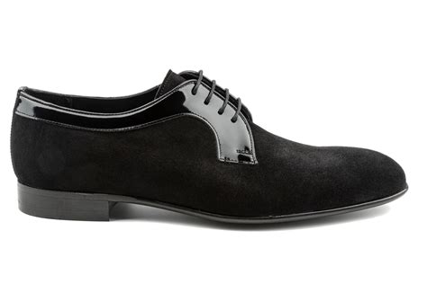 Men's Suede Derby Shoes with Shiny Patent Leather Details, Plain Toe D – debbano