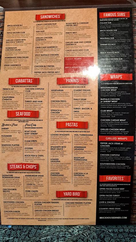 Menu at Brick House Diner restaurant, Midlothian, Midlothian Tpke