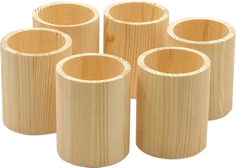 Amazon Cregugua 6 Pack 4 Inch Round Wood Pen Holder Unfinished