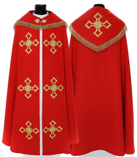 Red Gothic Cope With Stole K544 Cf Vestment Capa Pluvial Roja Piviale