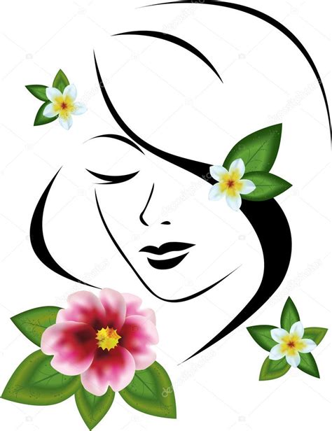 Mujer Con Flores Vector De Stock