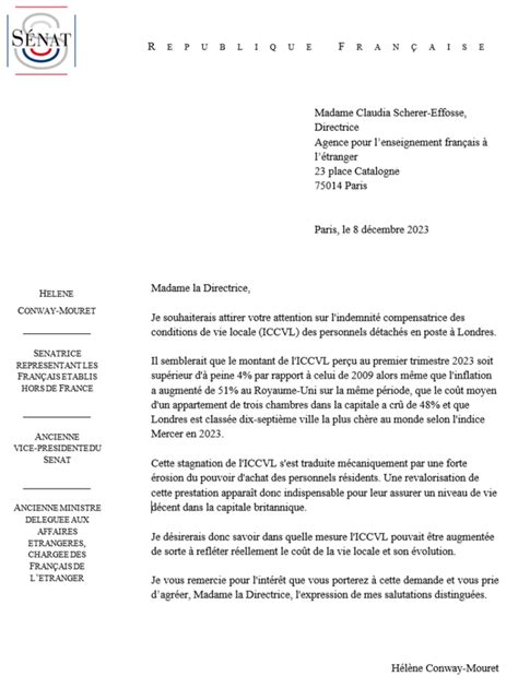 Mon Courrier à La Directrice De Laefe Claudia Scherer Effosse Sur L