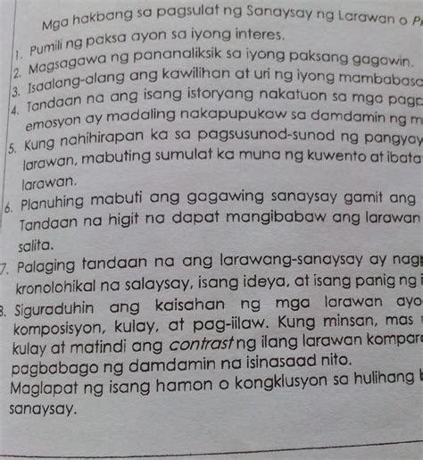 Larawang Sanaysay Brainly Panuto Sumulat Ng Larawang Sanaysay Unawain