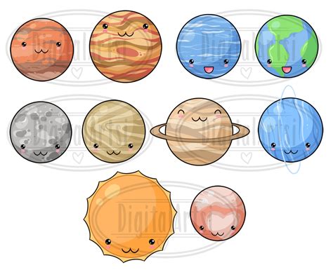 Kawaii Planets Clipart By Digitalartsi Thehungryjpeg