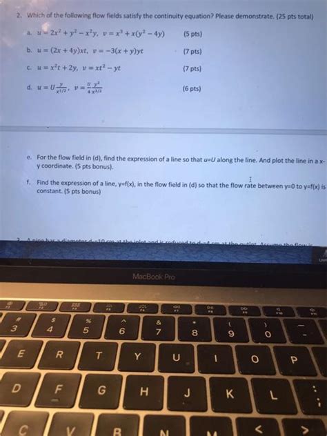 Solved 2 Which Of The Following Flow Fields Satisfy The Chegg