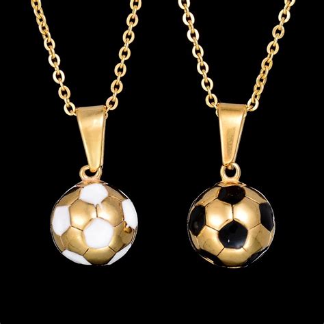 Factory Direct Stainless Steel Football Necklace 3 Styles Soccer Charm