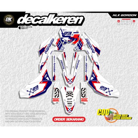 Decal KLX GORDONS CRF WR SUPER GLOSSY PREMIUM FULL BODY CUSTOM Shopee