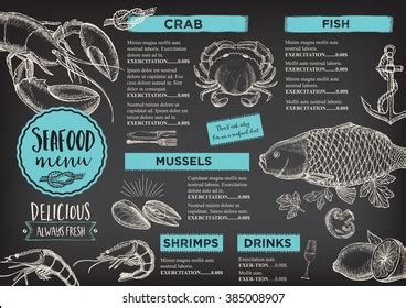 Seafood Restaurant Brochure Menu Design Vector Stock Vector Royalty