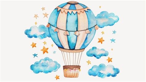 Illustrate Your Newborn Shower With This Cute Pastel Hot Air Balloon
