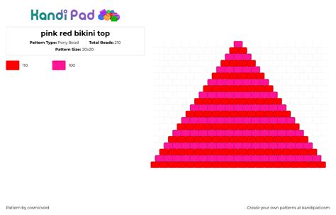 Pink Red Bikini Top Pony Bead Pattern Kandi Pad Kandi Patterns Fuse Bead Patterns Pony