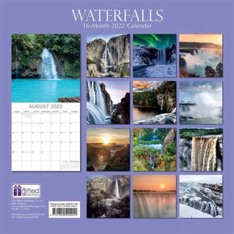 2022 Wall Calendar Waterfalls Natural World 12 X 12 16 Months With 180