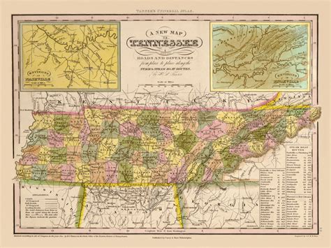 Tennessee Tennessee Map Nashville Map Knoxville Map 1841 Etsy