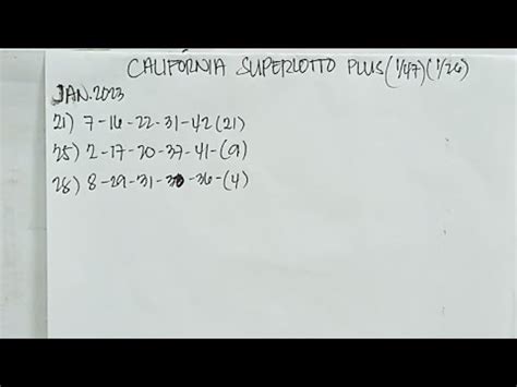 CALIFORNIA SUPERLOTTO PLUS PICK NUMBER COMBINATION TIPS YouTube