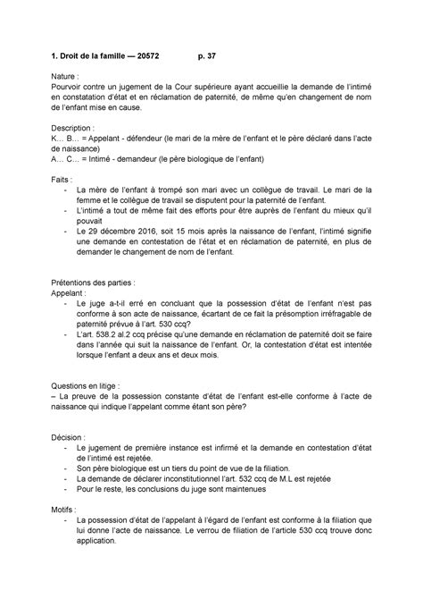 Juris famille Résumé juris Droit de la famille Droit de la