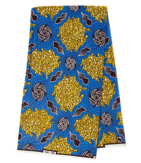 Yards Cotton Ankara African Wax Metallic Batik Fabric Blue And