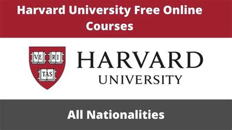 Harvard University Free Online Courses for International Students