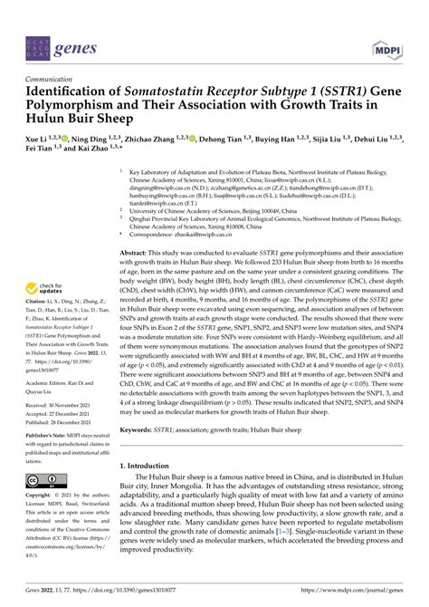 PDF Identification Of Somatostatin Receptor Subtype 1 SSTR1 Gene