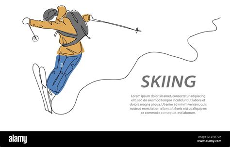 Skier Jumps Vector Background Banner Poster Ski Tricks Freestyle