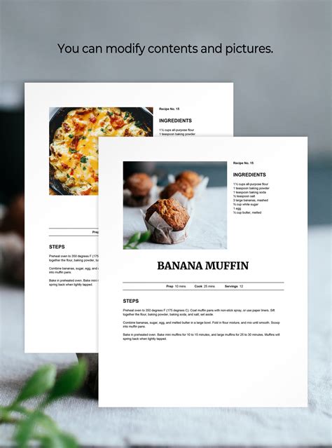 Editable Recipe Page Google Docs Recipe Template Printable Etsy