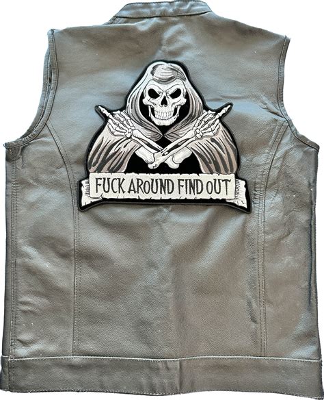Skull Reaper Fuck Around Find Out Patch Large Skull Patches For Biker