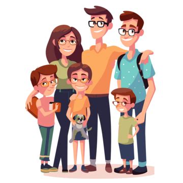 Blended Family Vector, Sticker Clipart Group Of Family Characters ...