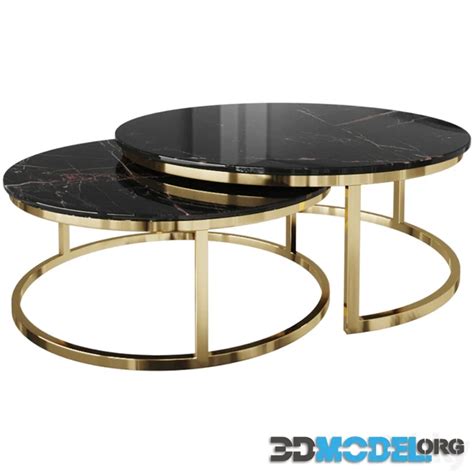 3D Model – SET OF 2 COFFEE TABLES (ARTIFICIAL MARBLE GOLD)