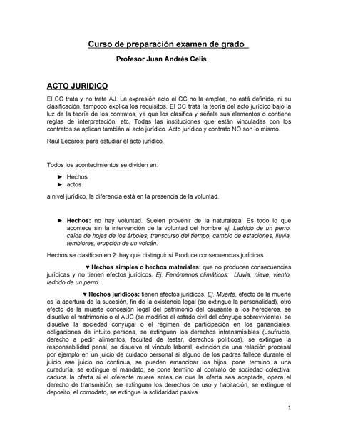 Acto Jur Dico Derecho Civil Curso De Preparaci N Examen De Grado