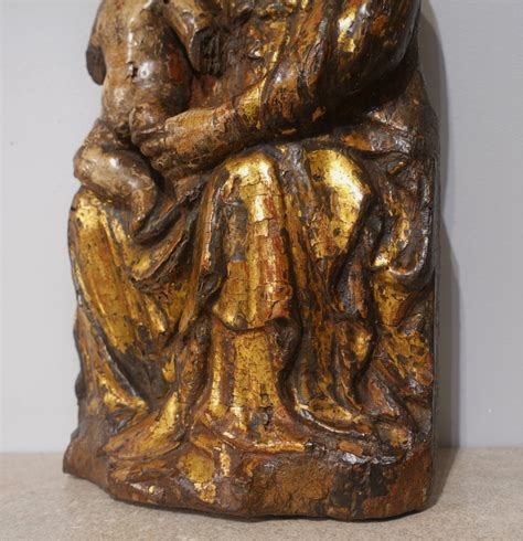 Vierge L Enfant En Majest En Bois Polychrome D Poque Xve Xie Au