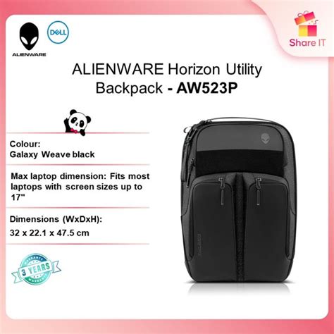 Dell ALIENWARE Horizon Utility Backpack AW523P 17 Inch Black 3