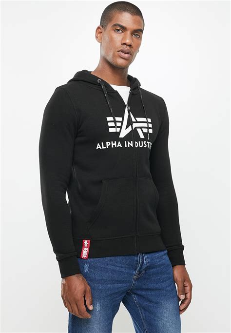 Alpha Logo Zip Hoodie Black Alpha Industries Hoodies And Sweats