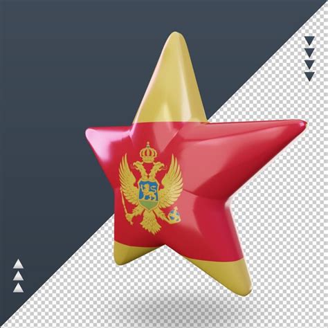 Premium PSD 3d Star Montenegro Flag Rendering Right View