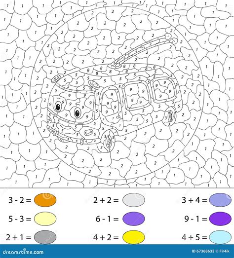 Trolleybus De Bande Dessinée Couleur Par Le Jeu éducatif De Nombre Pour