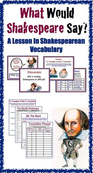 Shakespeare Language And Vocabulary Teaching Shakespeare Shakespeare Lessons Teaching Literature