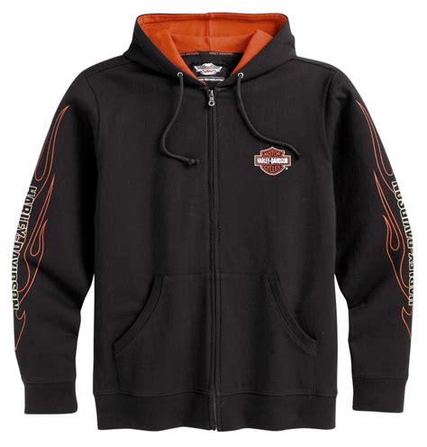 99001 16vm Harley Davidson Flames Hooded Sweatshirt Im Thunderbike Shop