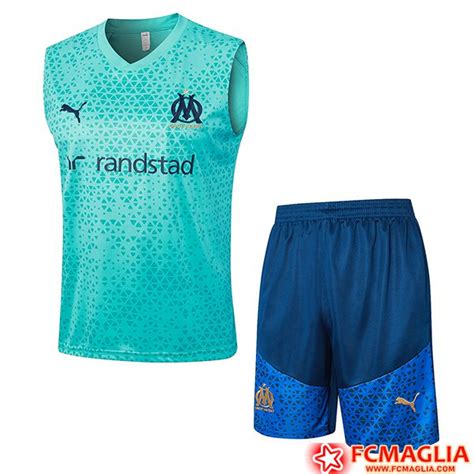 Nuove Kit Canotta Allenamento Pantalonicini Marsiglia Azzurro 2023