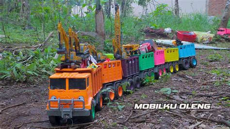 Mobil Truk Tronton Panjang Penuh Mobil Mobilan Excavator Mobil Balap