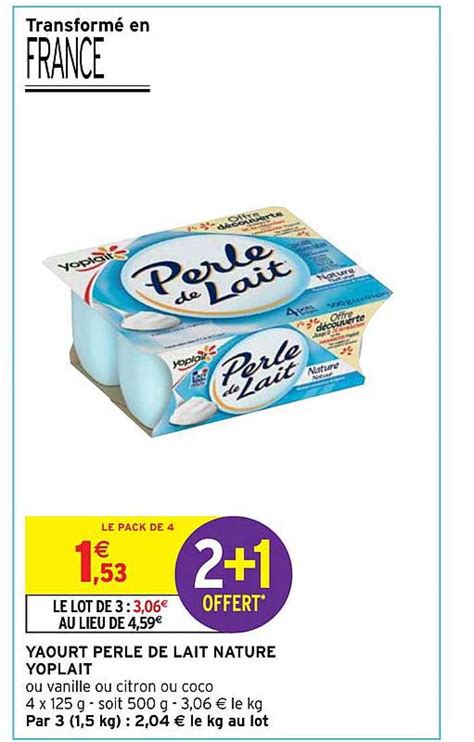 Promo Yaourt Perle De Lait Nature Yoplait chez Intermarché iCatalogue fr