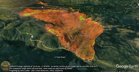 Satellite Imagery Of Camp Fire Seven Hours After It Started Wildfire