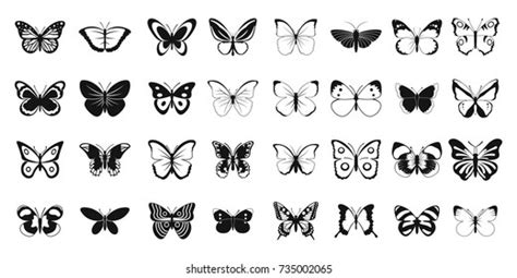 Butterfly Icon Set Simple Set Butterfly Stock Vector Royalty Free