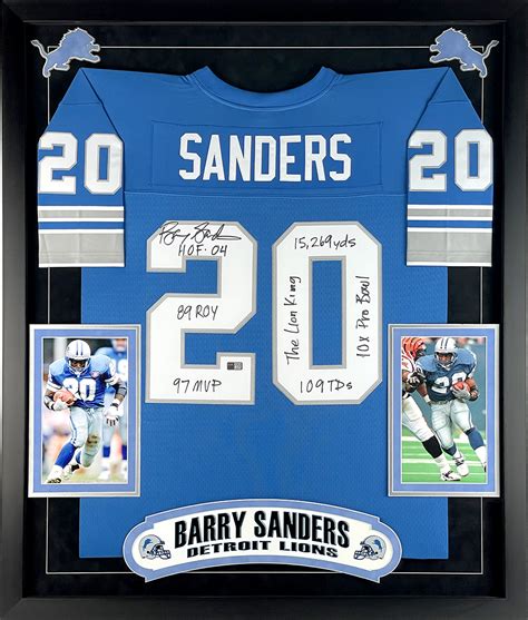 Barry Sanders Autographed Detriot Lions Jersey with 7 Career Stat ...