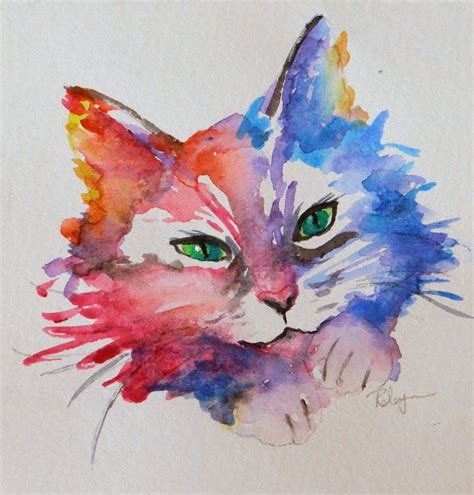 Water Colour Cat Painting Watercolor Art Lessons Flower Painting