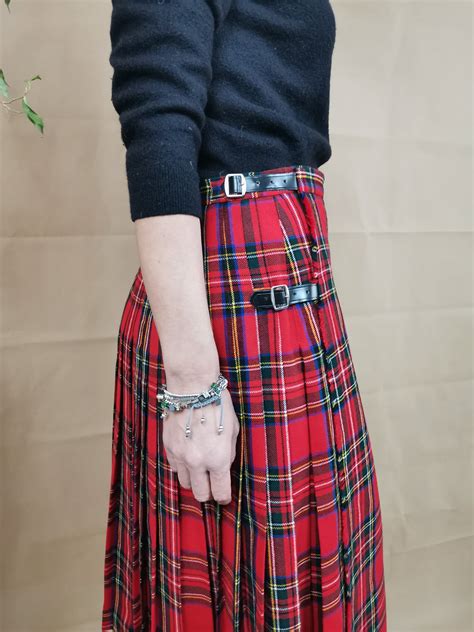 Scottish Vintage Wool Pleated Skirt For Women Size M Scottish Etsy